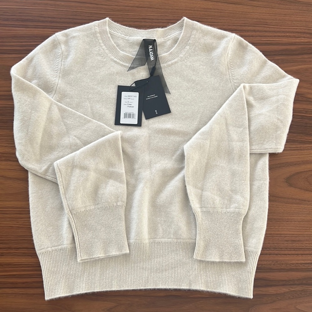 NWT Naadam Cashmere Crew Pullover Sweater, Small, Peyote color